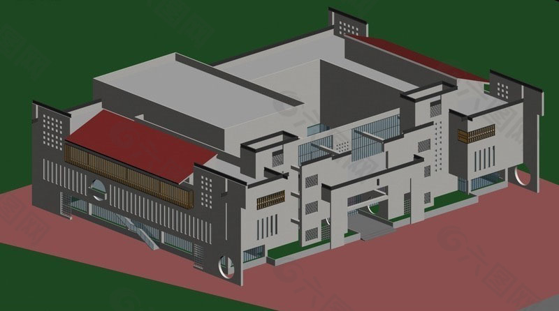 时尚简约风格公共建筑办公楼3D模型