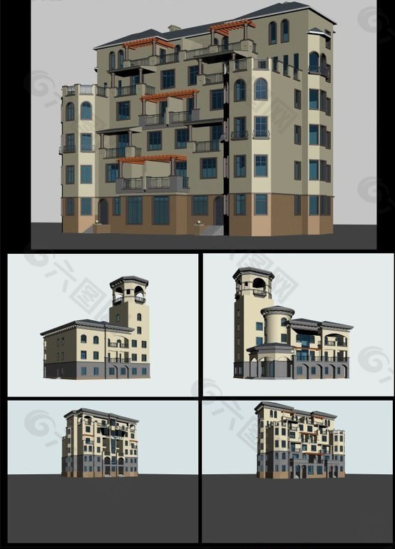 现代欧式风格建筑模型图