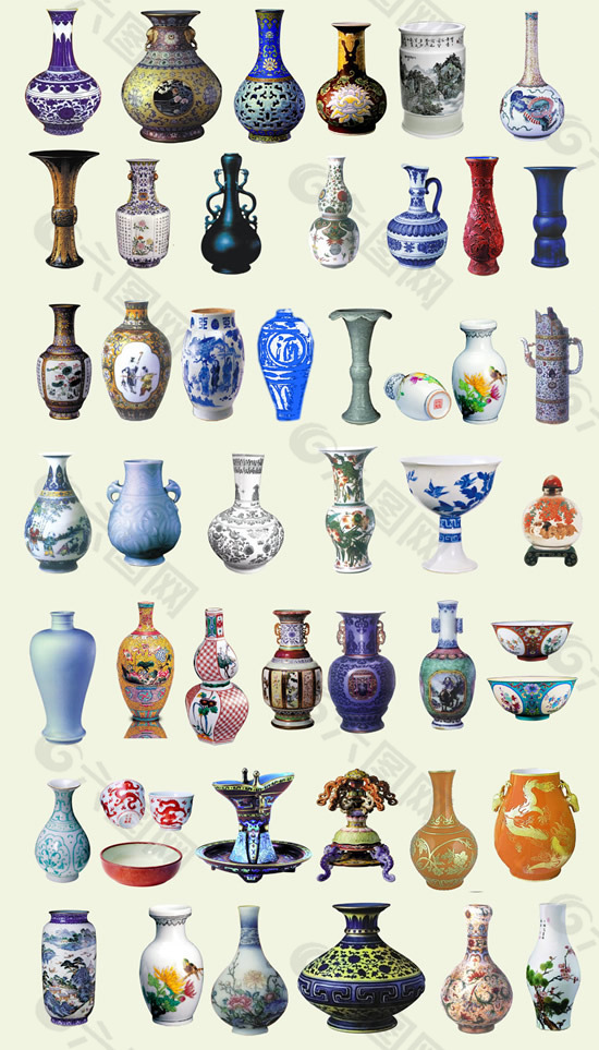 古典青花瓷花瓶psd素材