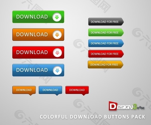 炫彩下载按钮psd素材