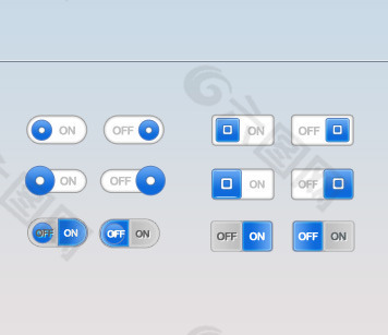 蓝色开关按钮psd素材
