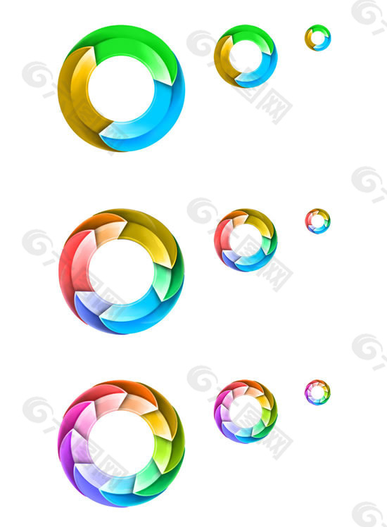彩色立体圆圈圆环PSD素材