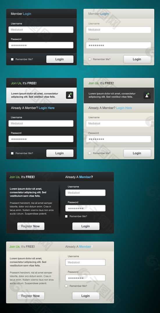 网页登录框表单设计PSD素材