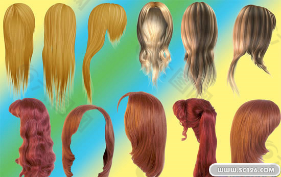 金色女性头发发型PSD模板