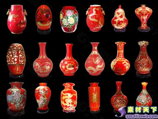 中国红瓷器艺术psd素材