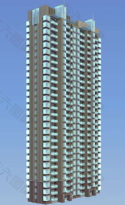 超高层板式住宅楼模型
