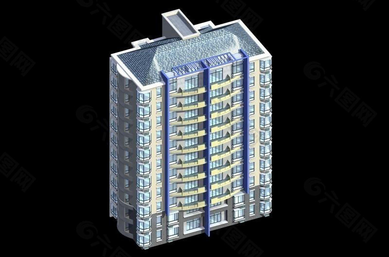 小高层塔式住宅楼3d模型