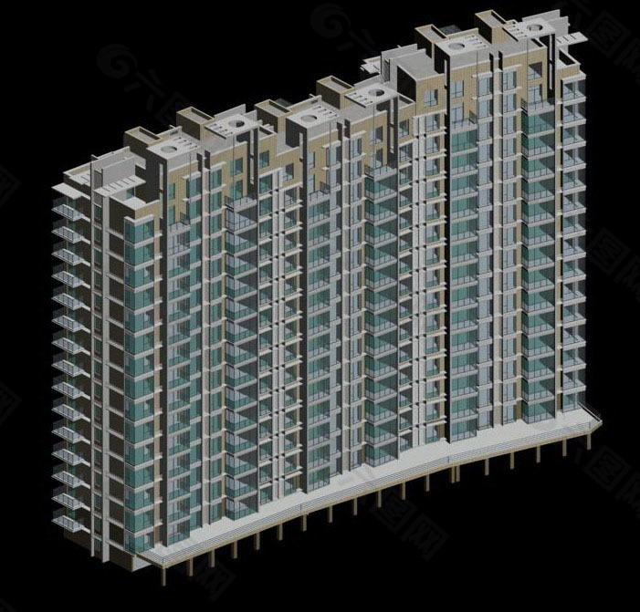 两联排塔式框支剪力墙住宅楼模型