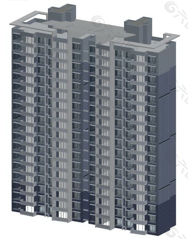 高层两栋塔式住宅楼模型