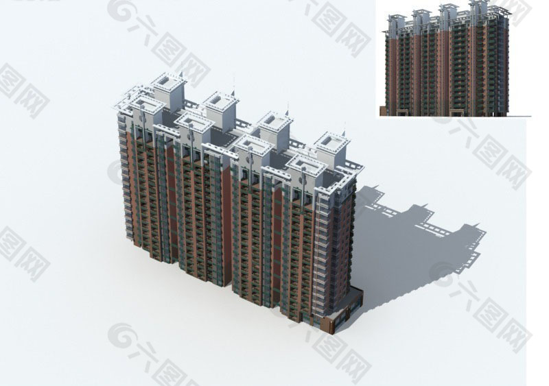 高层住宅板式楼建筑3D模型