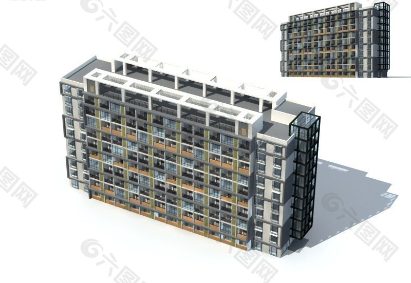 现代高层住宅区建筑3D模型设计