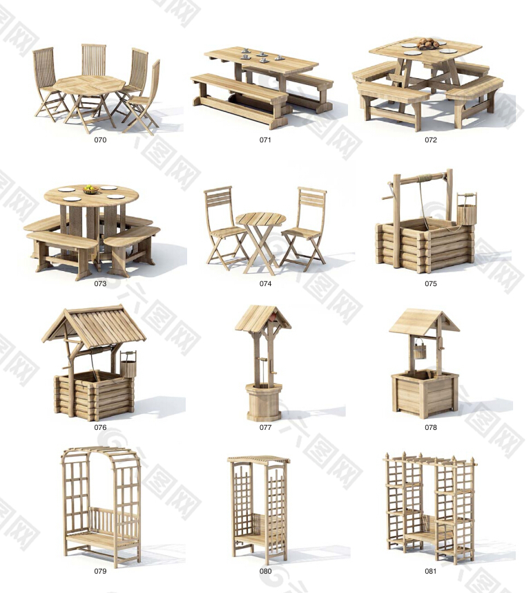 木制桌椅和柜子
