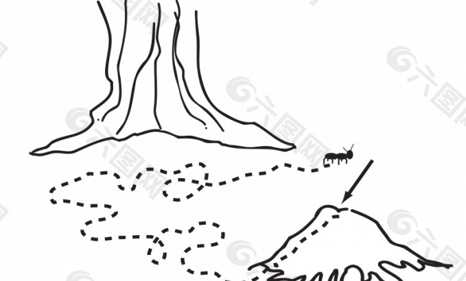 蚂蚁路径矢量插画