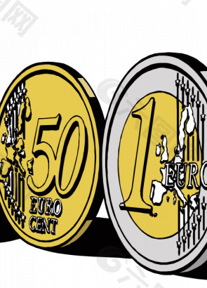 欧元硬币的插图