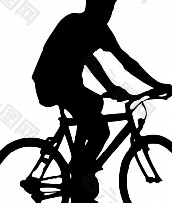 骑自行车的人剪影矢量图像