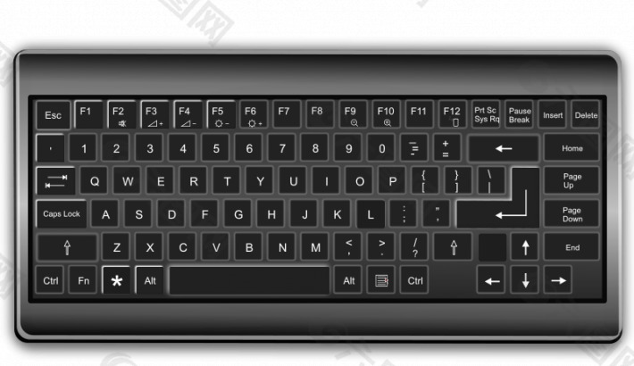 黑色和白色的阴影矢量图像的键盘