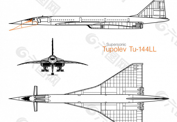 tu-144ll图波列夫飞机矢量图像