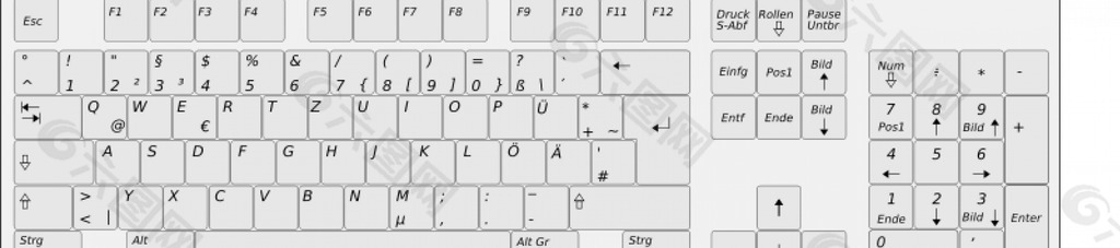 德国计算机键盘的矢量插图