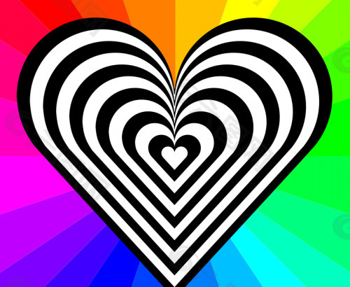 彩虹的背景图案的心向量图像