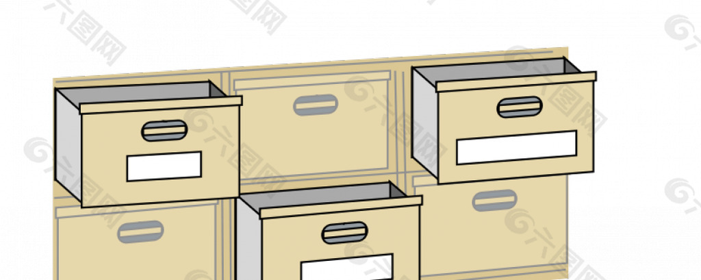文件柜的抽屉矢量插画