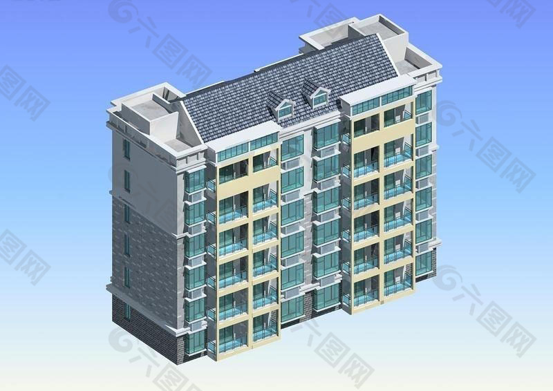 现代多层住宅区建筑3D模型设计