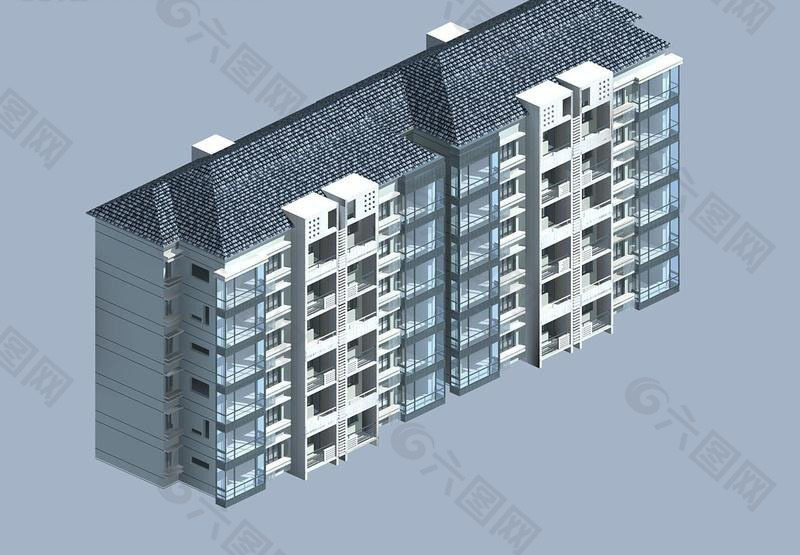 现代多层住宅区建筑3D模型设计