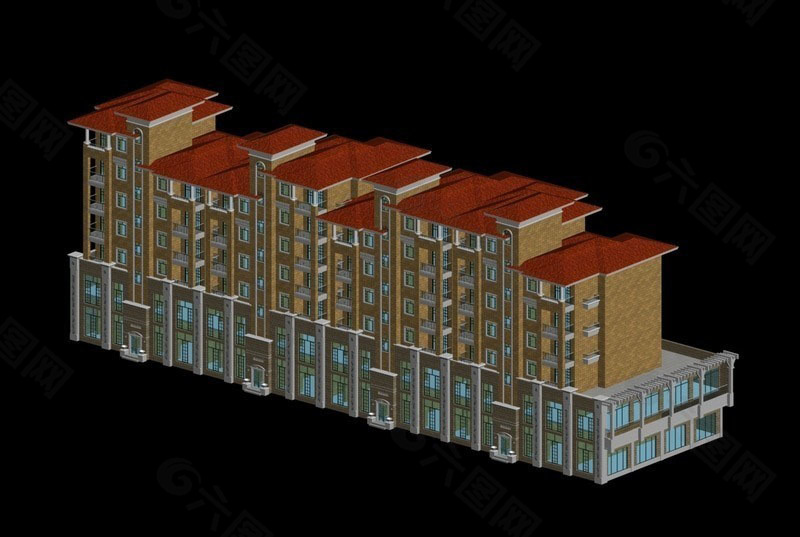 多层住宅区现代建筑群3D模型设计