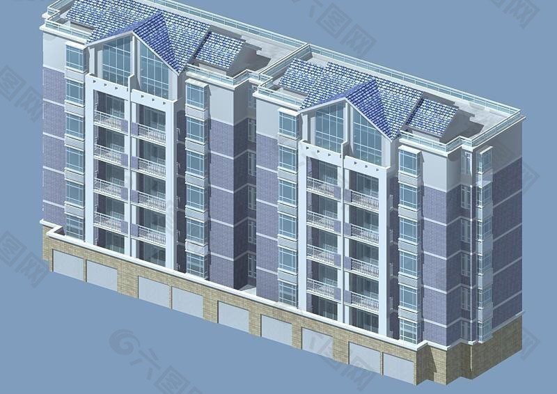 现代多层住宅小区建筑3D模型设计