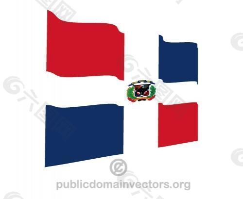 挥舞着旗帜的矢量多米尼加共和国