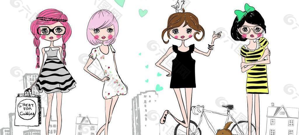 创意人物 时尚女孩 女 服装图 女孩印花图片