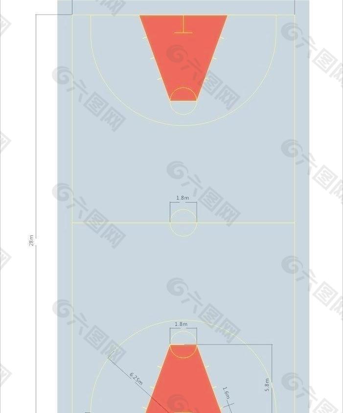 篮球场平面图图片