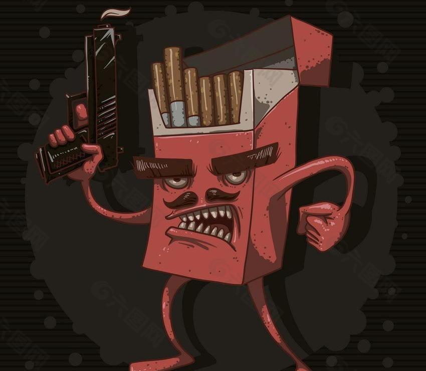 卡通香烟人图片