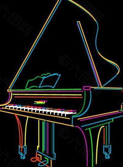 彩色线条钢琴图片