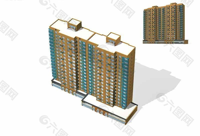 现代高层住宅区建筑群3D模型设计