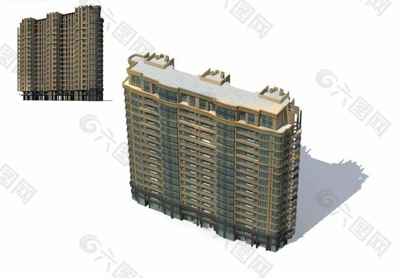 独栋高层建筑3D模型设计