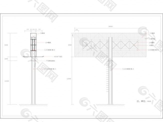 户外高炮广告牌施工图图片