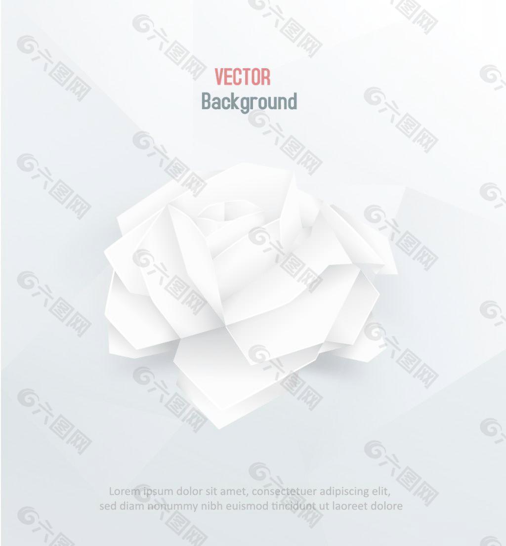简约清新折纸白玫瑰矢量素材
