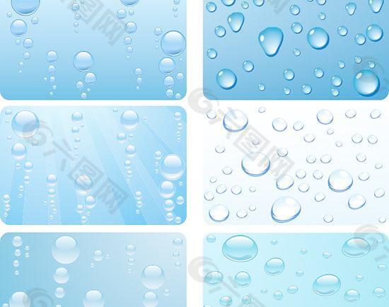 6款透明水滴背景矢量素材图