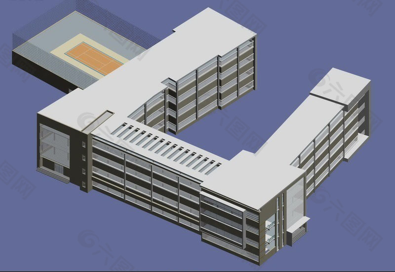 现代学校多层教学楼3D模型