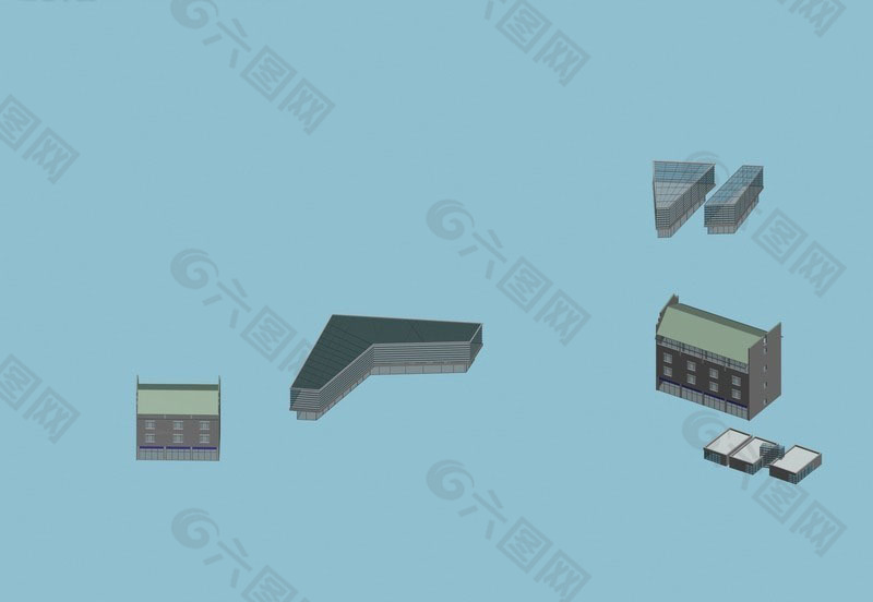 现代创意形状建筑3d效果图