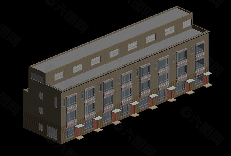 现代化办公楼建筑3d效果图