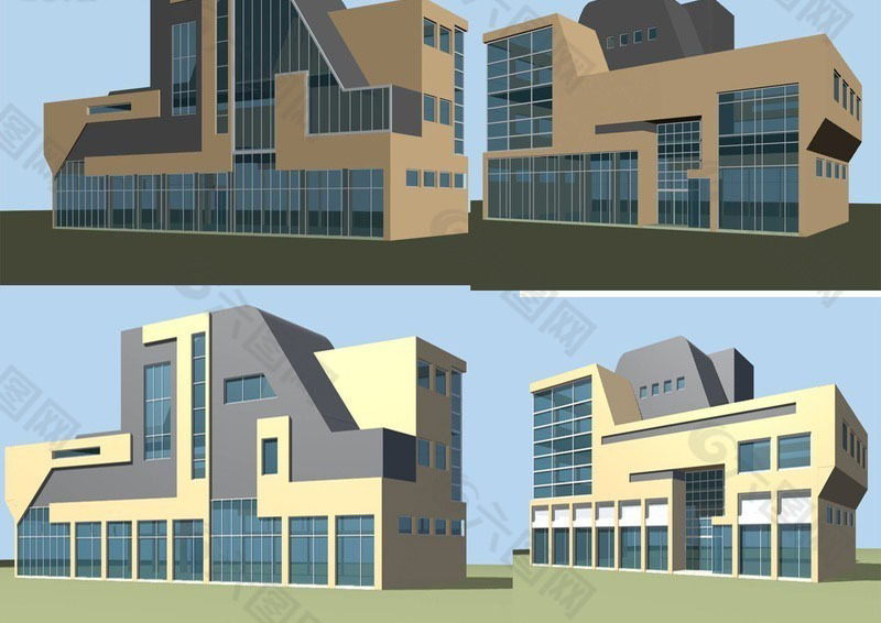 现代教学大楼建筑3d效果图