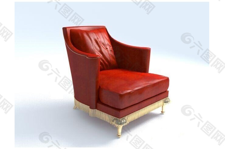 红色的欧式沙发模型