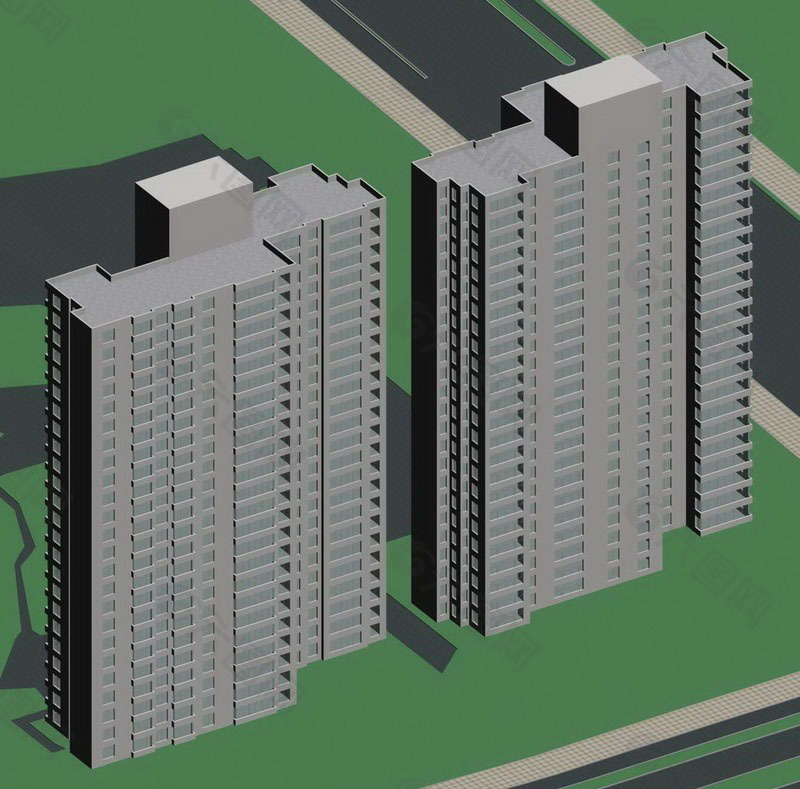 高层板式住宅楼3D模型