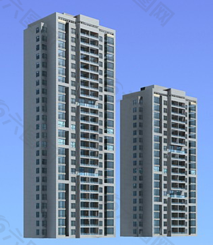 柱形高层住宅建筑3D模型