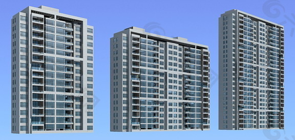 都市板式高层住宅建筑3D模型