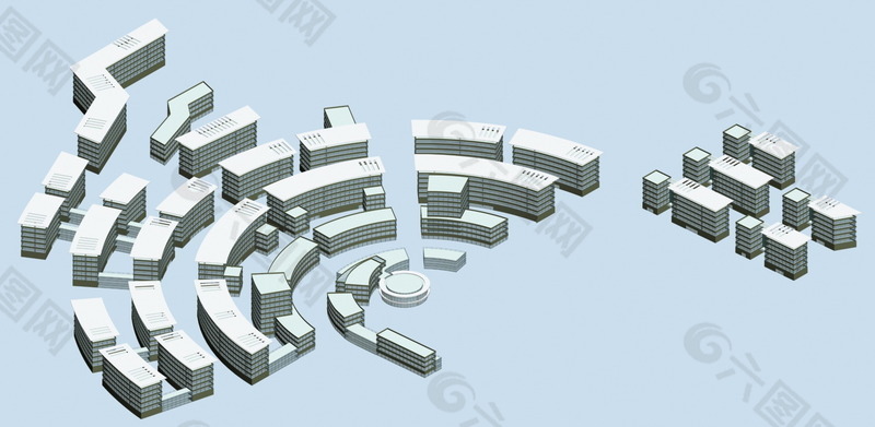 弧形建筑规划3D模型