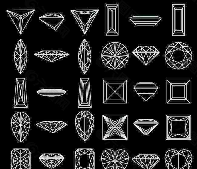 矢量钻石珠宝几何形状设计