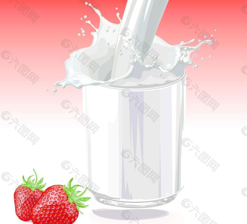 热带水果 草莓牛奶图片