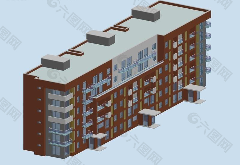 现代多层住宅区建3D模型设计